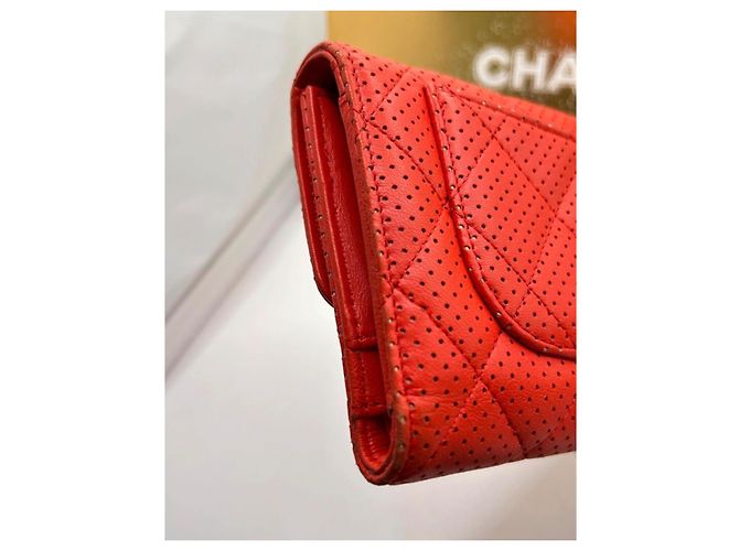 Wallet On Chain Chanel Rouge Gesteppte Ledergeldbörse Rot - Ansicht 14