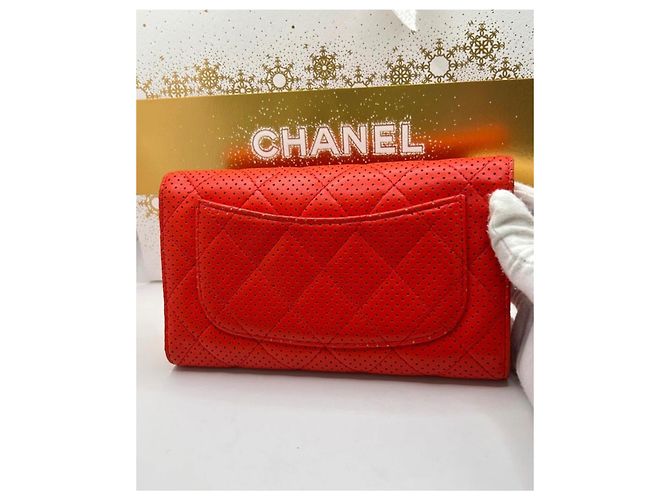 Wallet On Chain Chanel Rouge Gesteppte Ledergeldbörse Rot - Ansicht 16