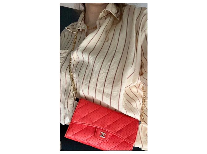 Wallet On Chain Chanel Rouge Gesteppte Ledergeldbörse Rot - Ansicht 2