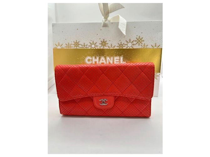 Wallet On Chain Chanel Rouge Gesteppte Ledergeldbörse Rot - Ansicht 3