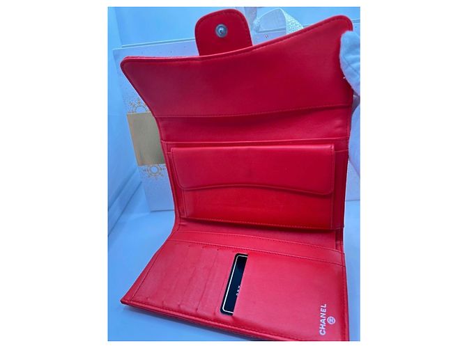Wallet On Chain Chanel Rouge Gesteppte Ledergeldbörse Rot - Ansicht 4