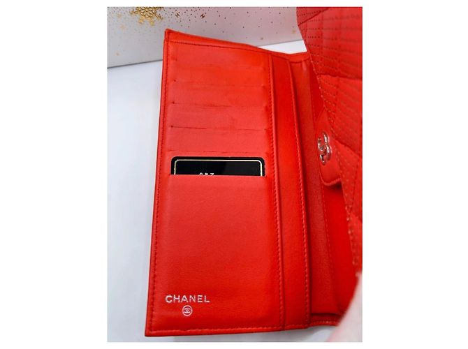 Wallet On Chain Chanel Rouge Gesteppte Ledergeldbörse Rot - Ansicht 5