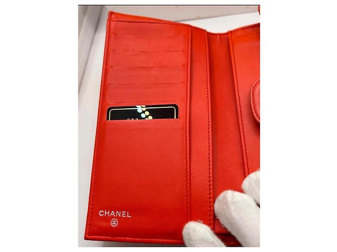 Wallet On Chain Chanel Rouge Gesteppte Ledergeldbörse Rot - Ansicht 9
