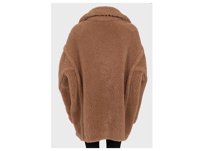 Max Mara Luxe Camel Wool & Silk Cropped Coat - Size L Pre-owned - view 3