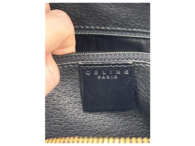 Borsa Céline Boston 30 Macadam Noir Tela Triomphe Marrone Nero - vista 10
