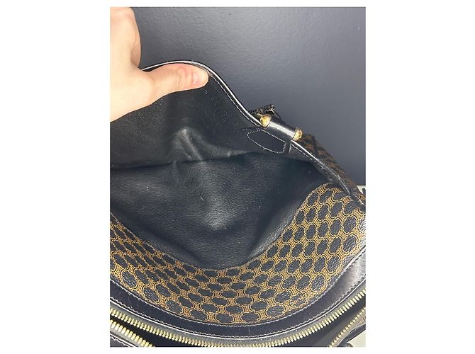 Borsa Céline Boston 30 Macadam Noir Tela Triomphe Marrone Nero - vista 16
