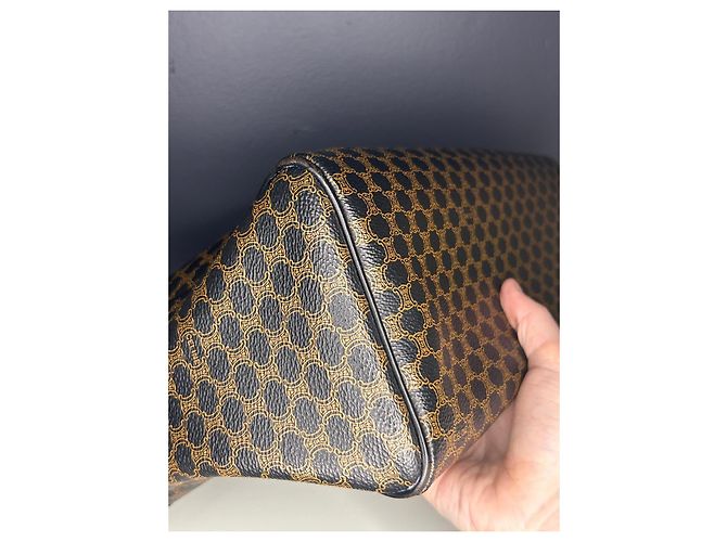 Borsa Céline Boston 30 Macadam Noir Tela Triomphe Marrone Nero - vista 17
