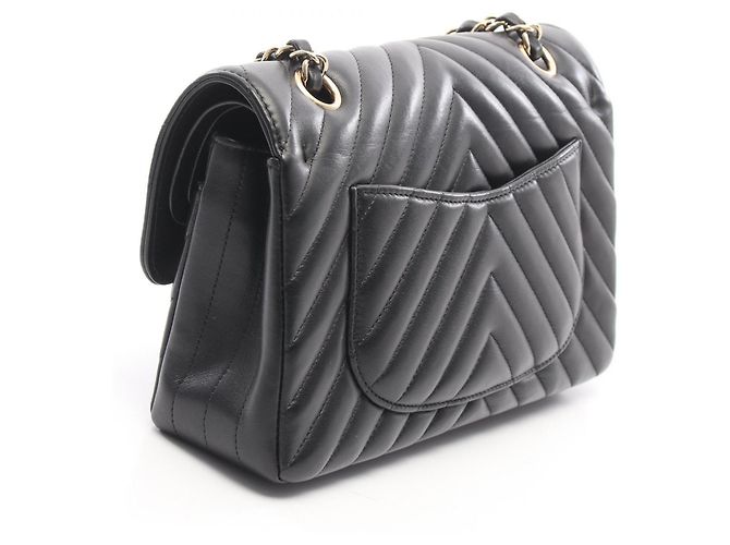 Borsa a tracolla Chanel Chevron V-stitch Double Flap Nero - vista 2