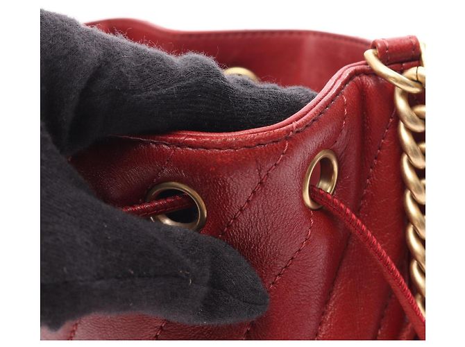 Borsa a secchiello Chanel Chevron V-Stitch con coulisse Rosso - vista 10