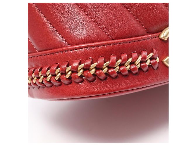 Borsa a secchiello Chanel Chevron V-Stitch con coulisse Rosso - vista 12