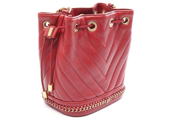 Borsa a secchiello Chanel Chevron V-Stitch con coulisse Rosso - vista 2