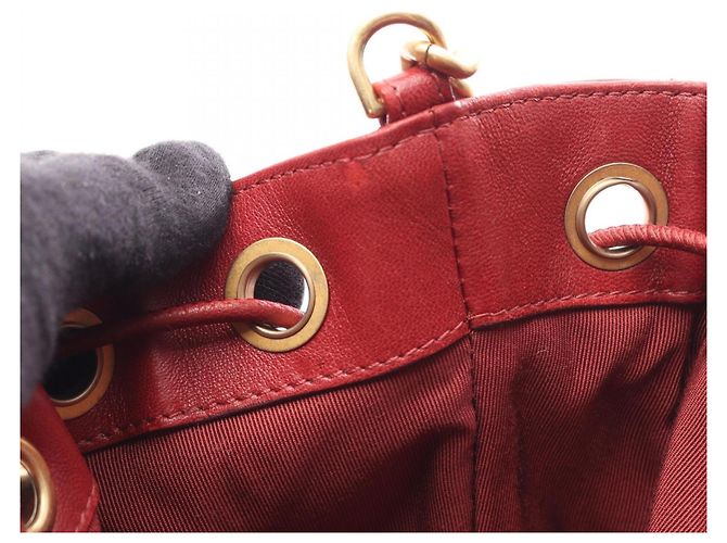 Borsa a secchiello Chanel Chevron V-Stitch con coulisse Rosso - vista 6