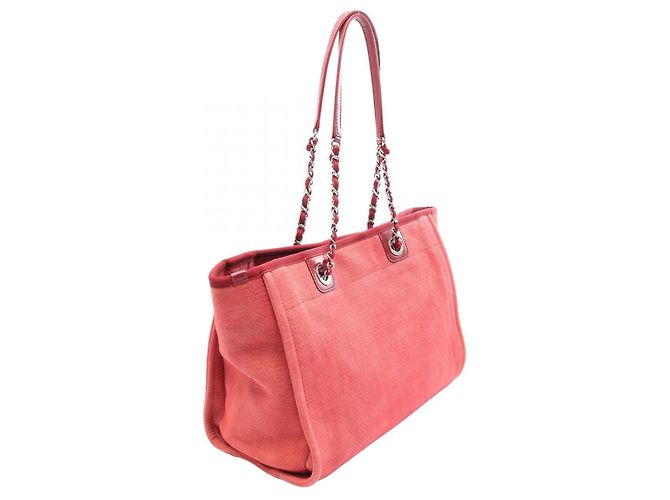 Borsa Tote Chanel Deauville Rosso Bordò - vista 2
