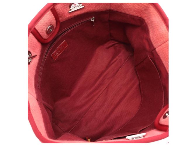 Borsa Tote Chanel Deauville Rosso Bordò - vista 3