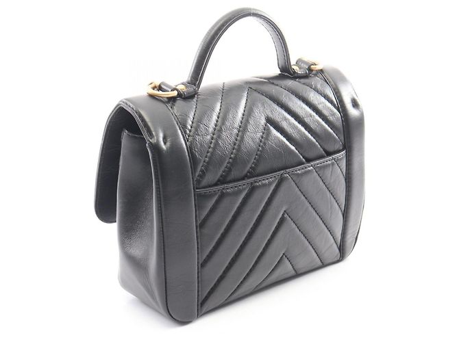 Borsa Chanel Mademoiselle V-stitch Top Handle 2-Way Shoulder Bag Nero - vista 2