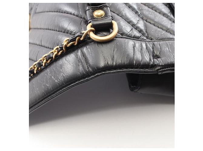 Borsa Chanel Mademoiselle V-stitch Top Handle 2-Way Shoulder Bag Nero - vista 8