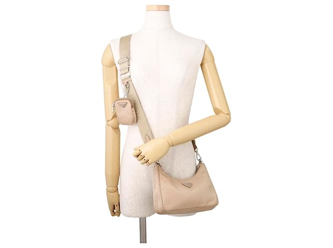 Borsa a Spalla Prada Re-Edition 2005 Beige - vista 4