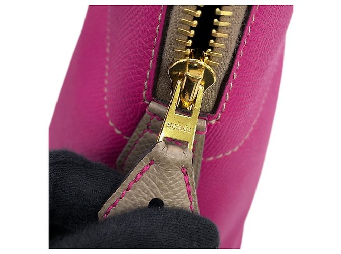 Hermès Borsa Hermes Bolide 31 in Etoupe Gray e Rose Purple Porpora Taupe - vista 16