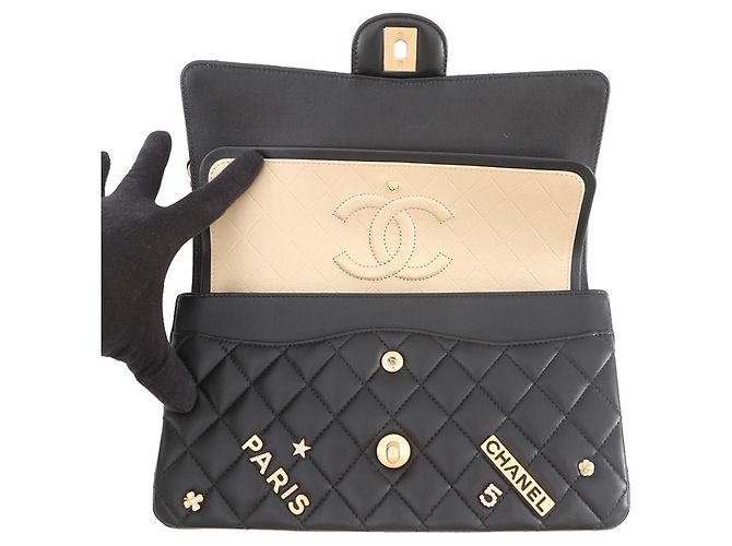 Borsa a tracolla Chanel Matelassé in pelle di agnello nera con catena Nero - vista 6