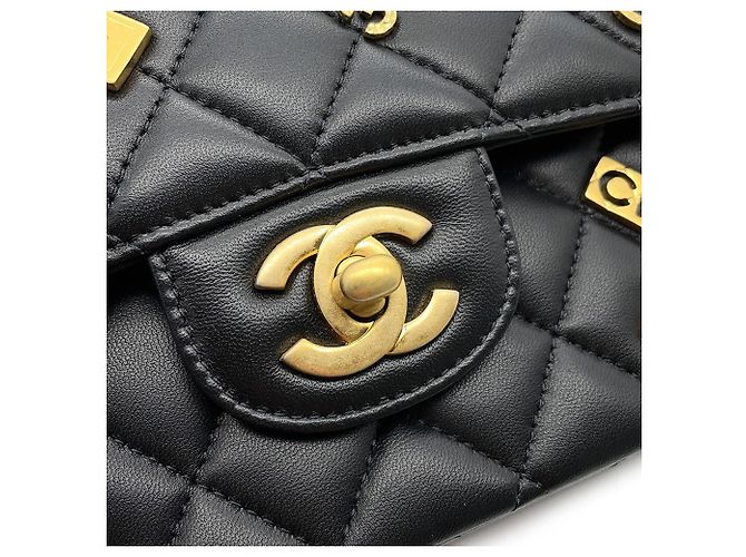 Borsa a tracolla Chanel Matelassé in pelle di agnello nera con catena Nero - vista 8