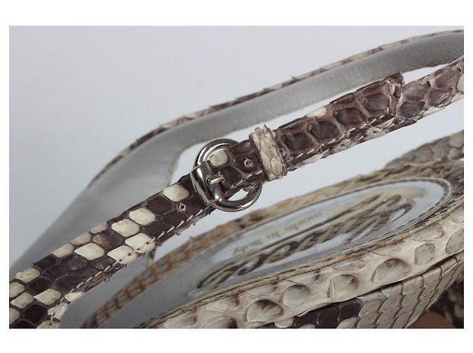 Gucci Python Leather Slingback Peep-Toe Platform Heels Brown White Python print - view 12