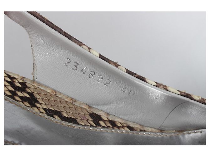 Gucci Python Leather Slingback Peep-Toe Platform Heels Brown White Python print - view 7