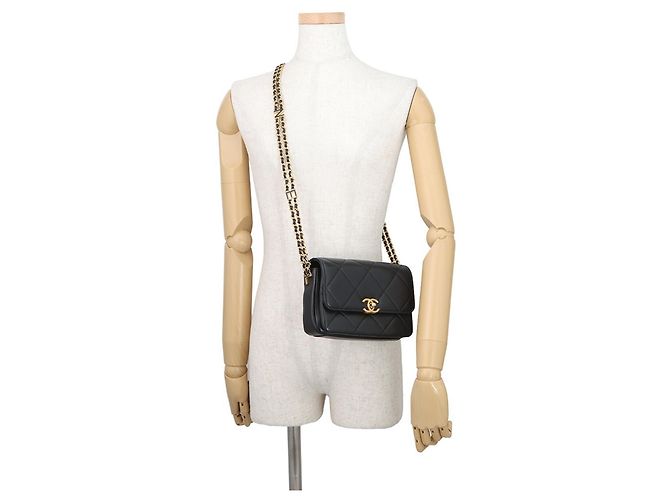 Borsa a Spalla Chanel Matelassé Mini Flap Nero - vista 4