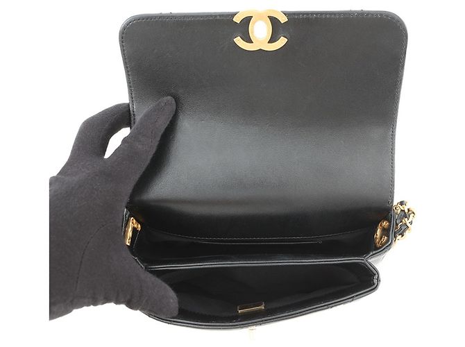 Borsa a Spalla Chanel Matelassé Mini Flap Nero - vista 5