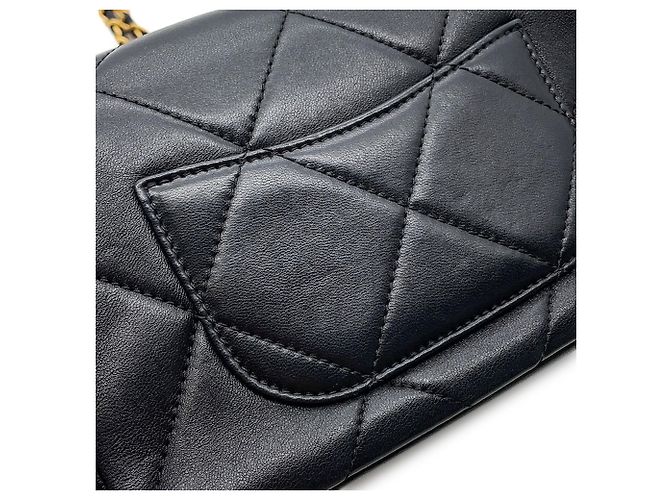 Borsa a Spalla Chanel Matelassé Mini Flap Nero - vista 8