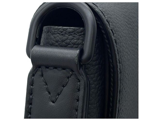 Borsa a tracolla in pelle granulata nera Louis Vuitton Nero - vista 12