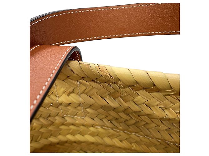 Loewe Anagram Medium Raffia Leather Tote Bag Braun Orange - Ansicht 11