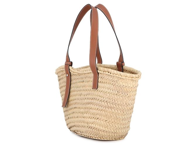 Loewe Anagram Medium Raffia Leather Tote Bag Braun Orange - Ansicht 2