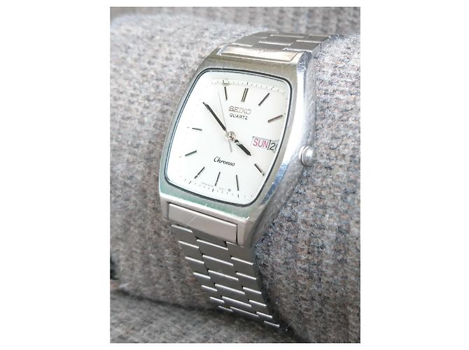 Relógio Seiko Chronos de quartzo ref. 8123-5240 Branco Hardware prateado - vista 12