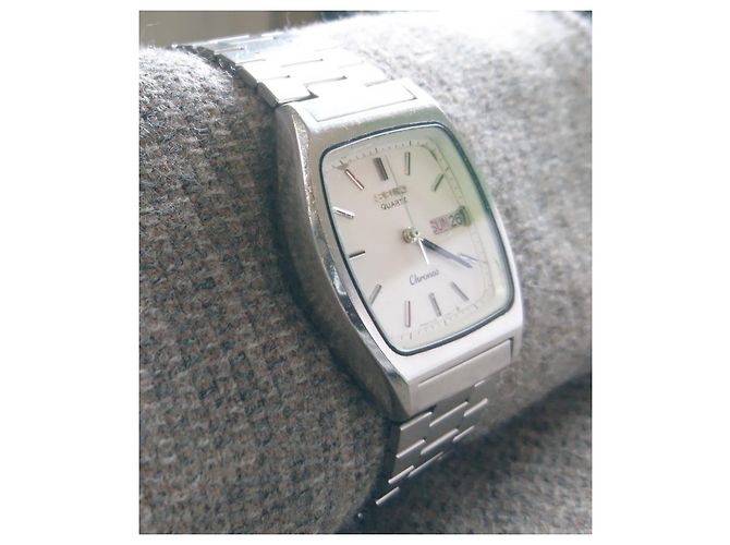 Relógio Seiko Chronos de quartzo ref. 8123-5240 Branco Hardware prateado - vista 2
