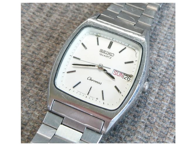 Relógio Seiko Chronos de quartzo ref. 8123-5240 Branco Hardware prateado - vista 3