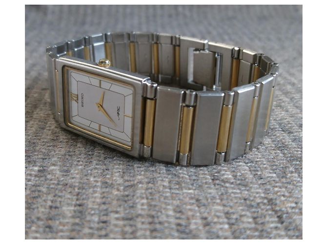 Relógio Seiko Arc Quartz Retangular Ref. 7320-6360 Prata Dourado - vista 10