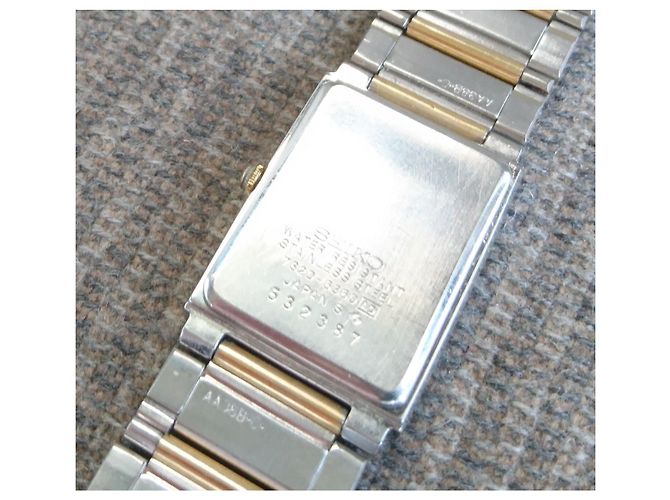 Relógio Seiko Arc Quartz Retangular Ref. 7320-6360 Prata Dourado - vista 4