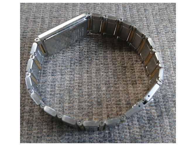 Relógio Seiko Arc Quartz Retangular Ref. 7320-6360 Prata Dourado - vista 8
