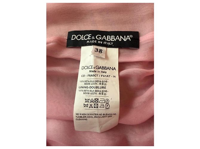 Dolce & Gabbana Vestido Longo de Seda Plissada Rosa - vista 7