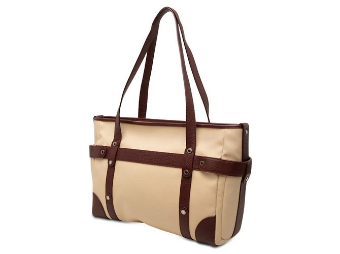 Bulgari Bvlgari Canvas und Leder Tote Bag Rot Beige Bordeaux - Ansicht 2