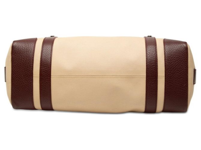 Bulgari Bvlgari Canvas und Leder Tote Bag Rot Beige Bordeaux - Ansicht 3