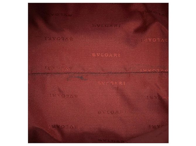 Bulgari Bvlgari Canvas und Leder Tote Bag Rot Beige Bordeaux - Ansicht 4