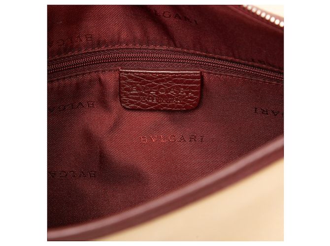 Bulgari Bvlgari Canvas und Leder Tote Bag Rot Beige Bordeaux - Ansicht 5