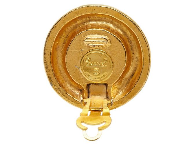 Orecchini tondi vintage Chanel Coco Mark Blu D'oro - vista 4