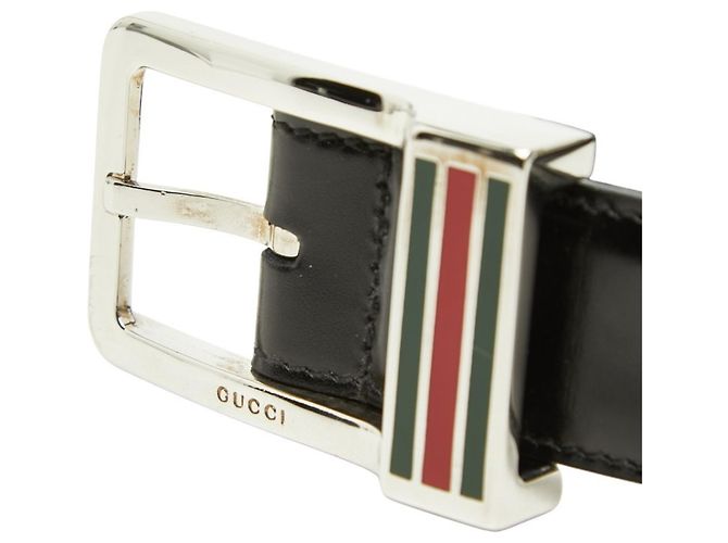 Gucci Sherry Line Square Logo Buckle Belt Black Silvery - view 4