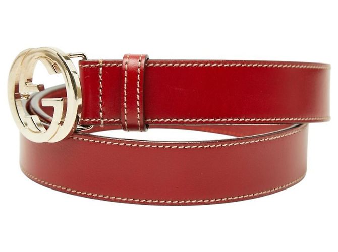 Cintura con fibbia con logo Interlocking G Gucci Rosso - vista 2