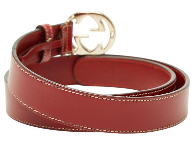 Cintura con fibbia con logo Interlocking G Gucci Rosso - vista 3