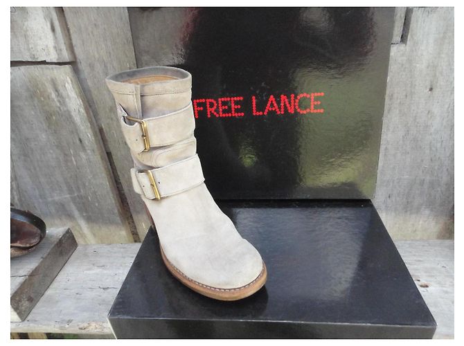 Free Lance Biker 7 Mini Strap Botines de ante Beige - vista 3