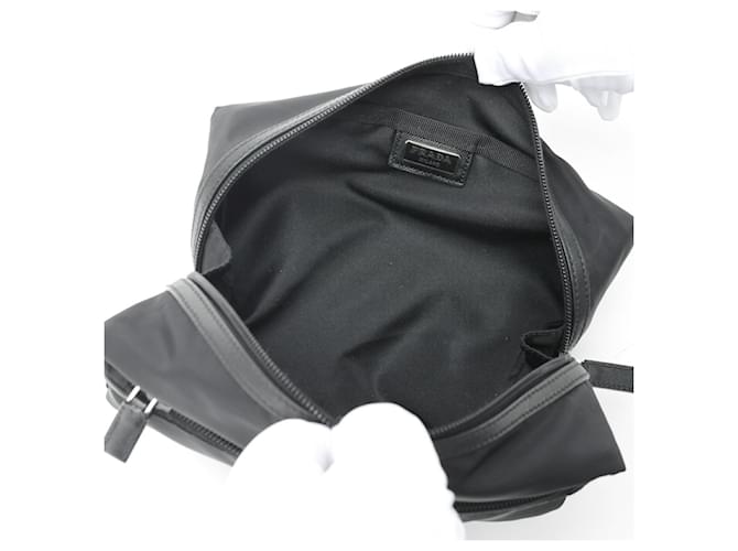 Saffiano Prada Nylon Reisebeutel Schwarz - Ansicht 6