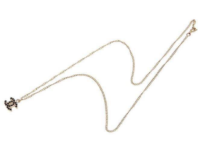 Chanel Coco Mark Halskette Anhänger Schwarz Golden - Ansicht 2
